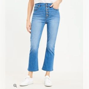 LOFT Petite Button Front High Rise Kick Crop jeans | 0/25 P